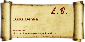 Lupu Benke névjegykártya